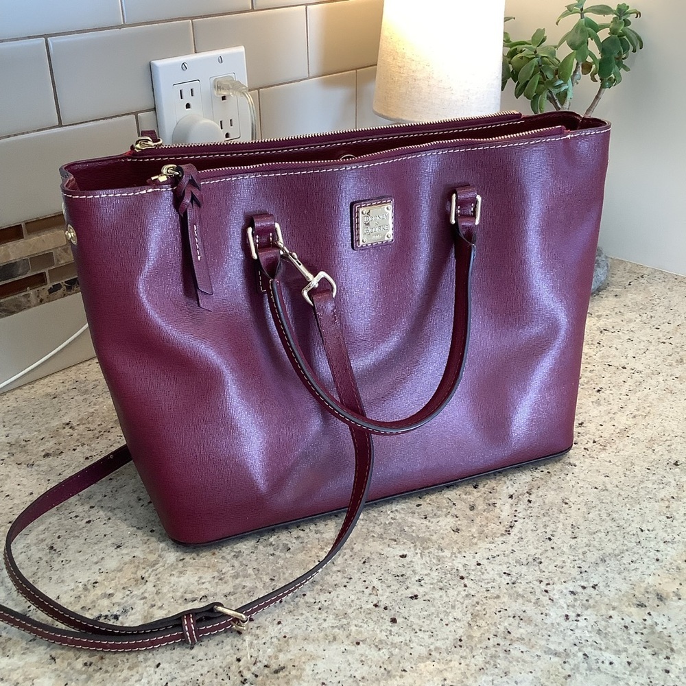 Dooney & Bourke Burgundy Willa Zip Satchel Bag with Dust Bag EUC